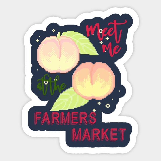 Meet me at the farmers market - pixel peach japanese Sticker by papillon